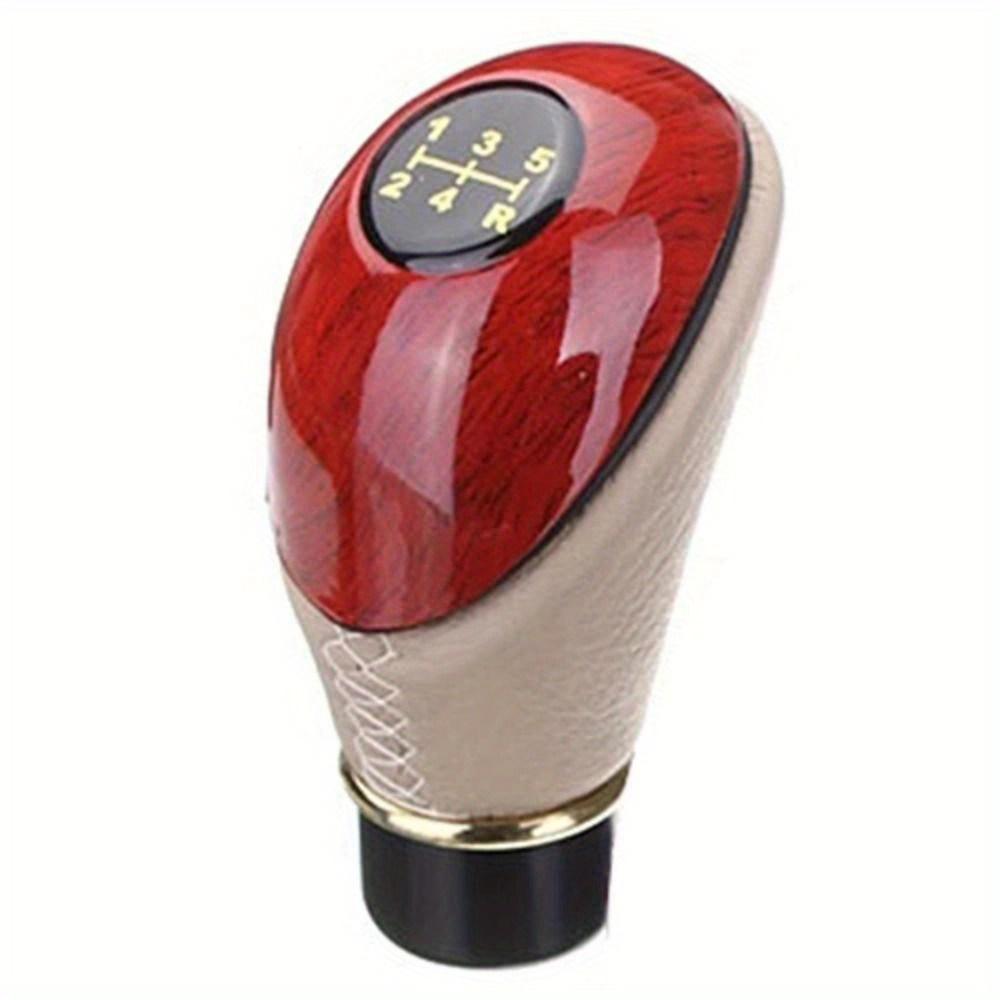 Manual Gear Shift Knob Accessory Wooden PU Universal Car Truck 5-Speed Stick Manual Transmission Lever Gear Selector