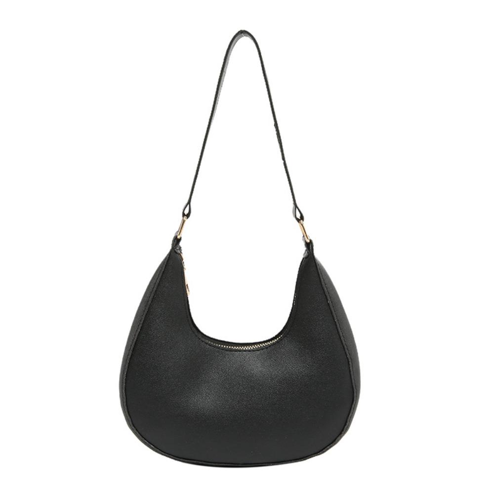 Shoulder Pouch PU Shoulder Bag Solid Color Hobo Bag Elegant Crescent Moon Underarm Bag  Travel