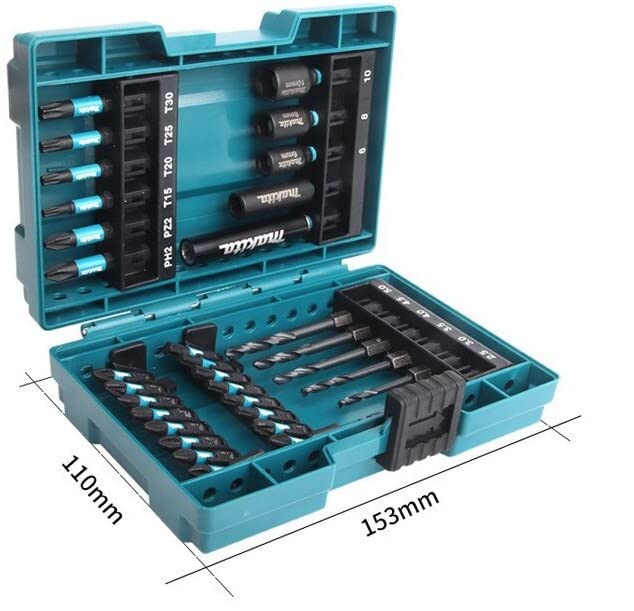 Makita Impact Driver Bit Socket Drill Bit Set of 33 Hex Shaft Case Included 6.35mm E-06622 [Item]