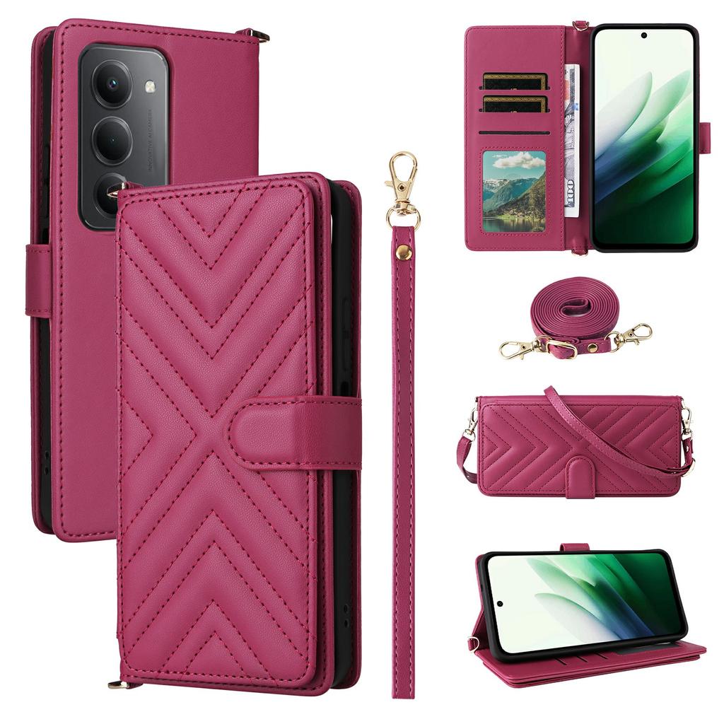 For Xiaomi Redmi 15 5G (Global) (169mm) Case with Shoulder/Wrist Strap Leather Phone Cover Stand Wallet
