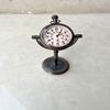 Classic Small Nautical Retro Brass Table Round Clock, Pole Stand