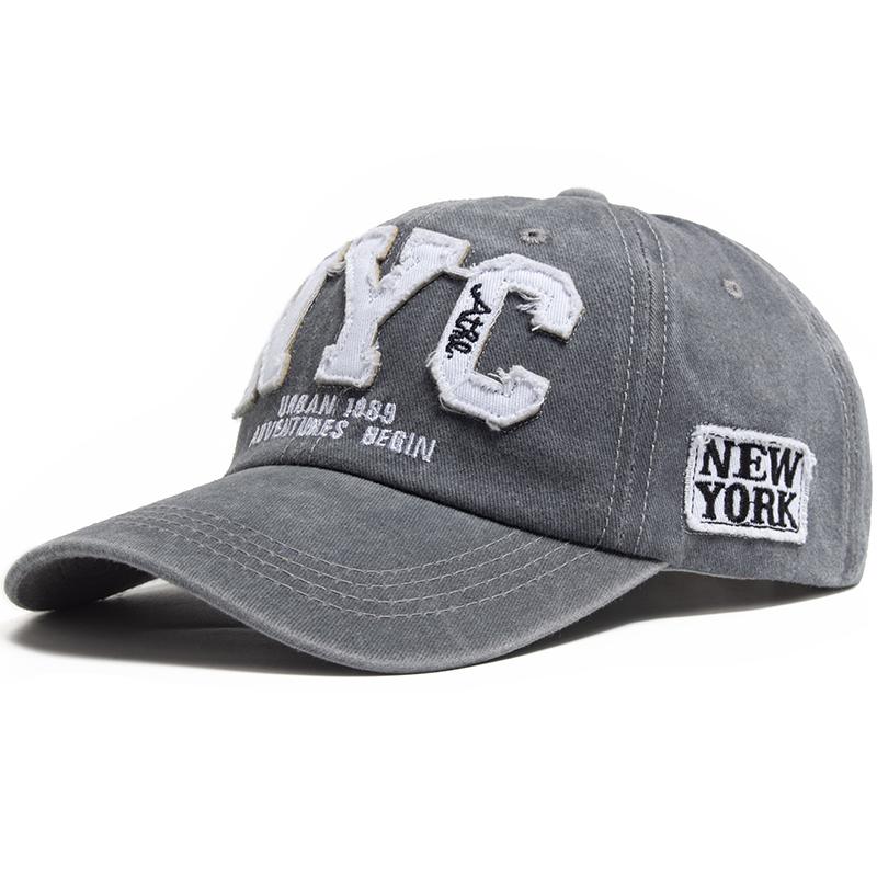 Vintage Big Letter NYC Baseball Cap Men Cotton Washed Spring Autumn Visor Soft Snapback Hat For Women