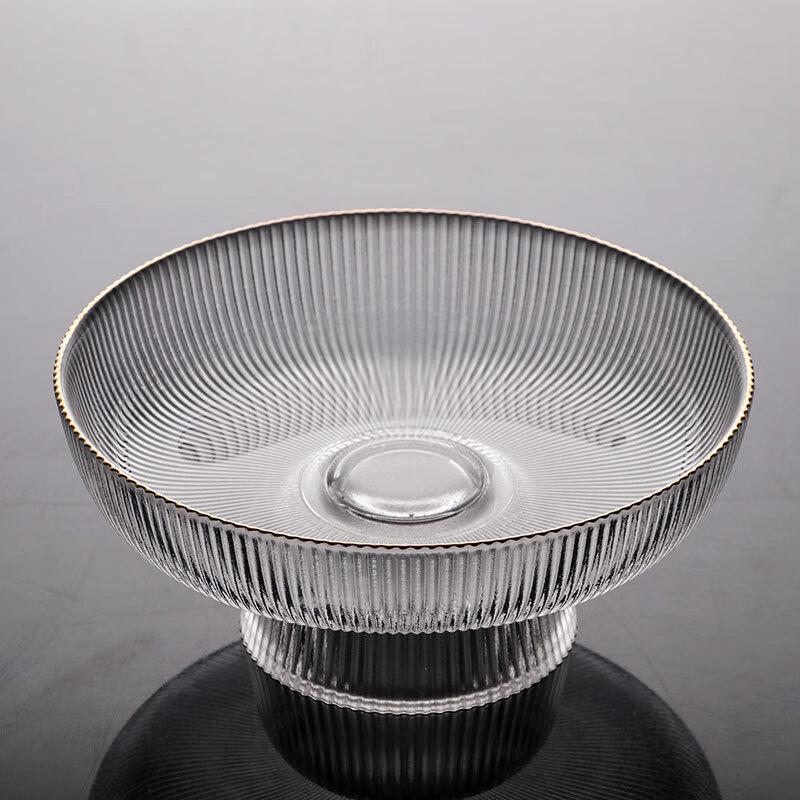 Japanese Style Hammered Glass Serving Plate Set with Gold Rim