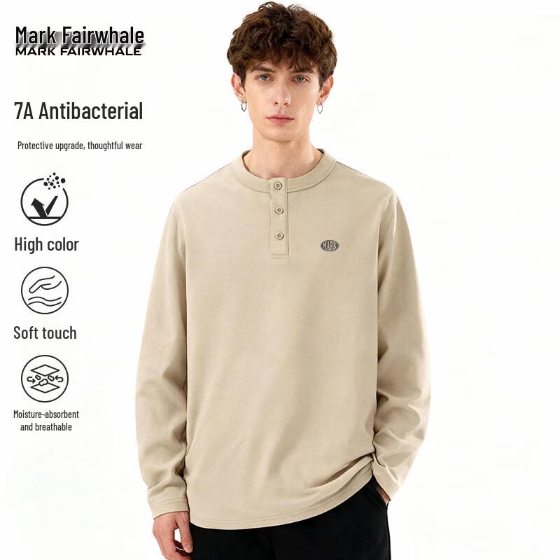 Mark Fairwhale Men s Henley Neck Long Sleeve T-Shirt L