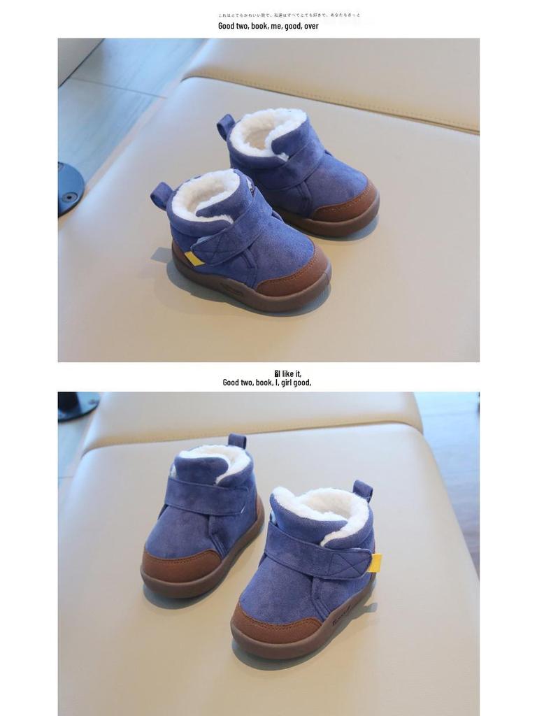 Zimní sněhule pro kojence s podšívkou ze sametu, boty s měkkou podrážkou a protiskluzovou úpravou pro věk 1-4 roky