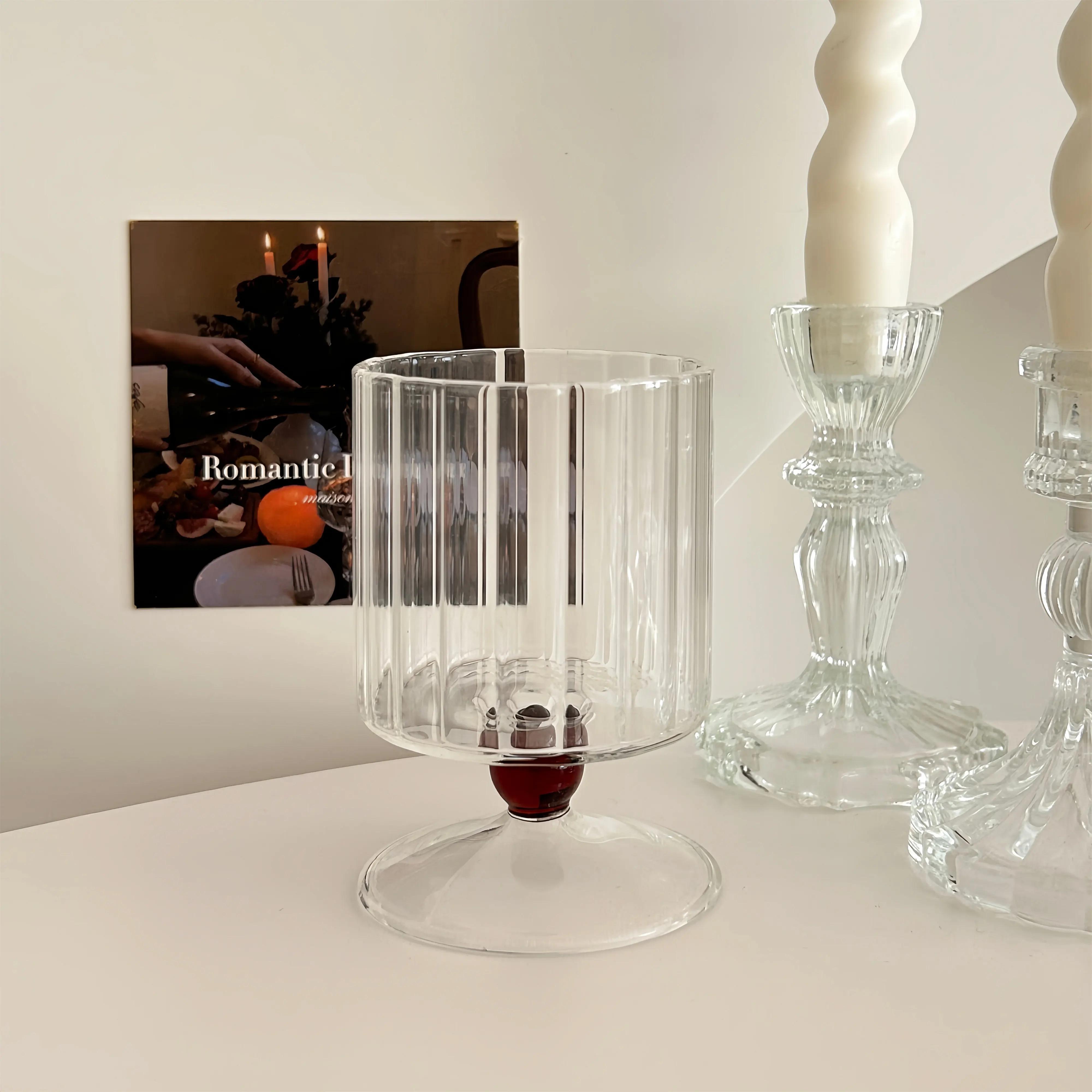 

Korean High-End Color Contrast Beads Heat-Resistant High Borosilicate Glass Coffee Cup Goblet Light Luxury Wine Glass Champagne коричневий