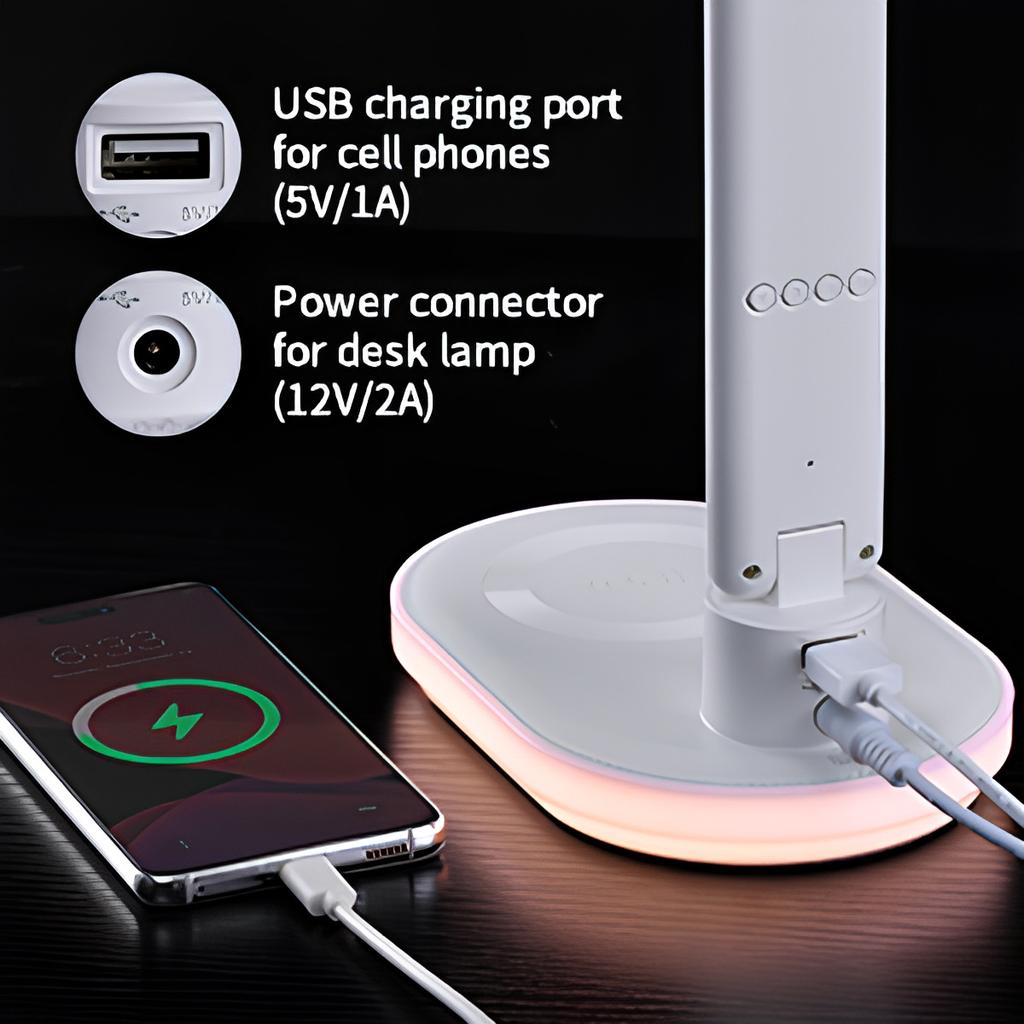 Multifunctional Desk Lamp Mobile Phone Wireless Fast Charging Colorful Ambient Light Alarm Clock Display Night Light Portable