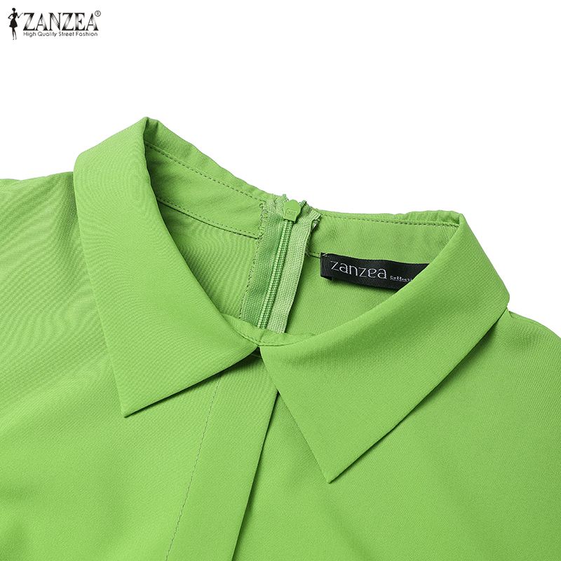 ZANZEA Rochie de vară cu mâneci scurte cu guler răsturnat pentru femei