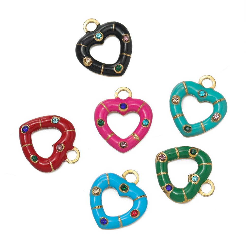 1 pièce/lot Pendentifs Triangle Ovale Cœur d'Amour Multicolores en Acier Inoxydable Pour Bracelet Collier DIY Accessoires de Bijoux