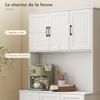 Kitchen Highboard, 6 Doors, 1 Drawer, Open Compartment, Shelves, 100 x 39.5 x 180.5 cm, White