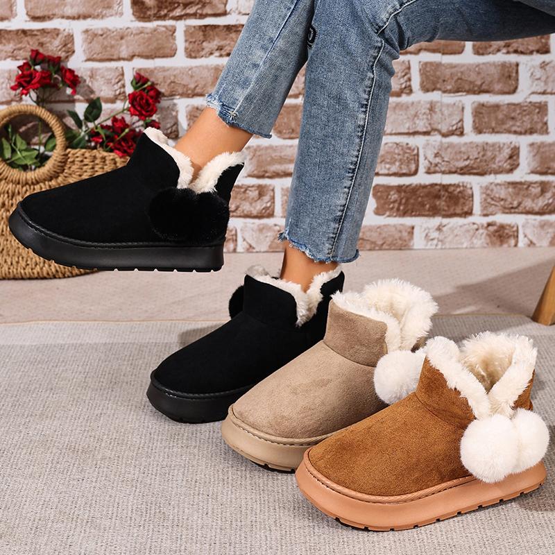 Fashion Faux Suede Platform Snow Boots Women Non Slip Thicken Plush Warm Cotton Padded Shoes Woman Comfort Fluffy Fur Ankle Boots Female