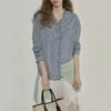 Color Block Plaid Ruffle Long Sleeve Shirt Women Loose Casual Top