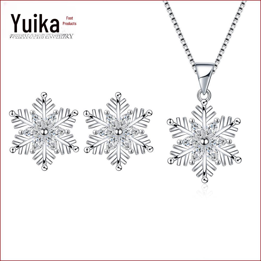 

TikTok Kuaishou Women s Snowflake Jewelry Set: Sweet Necklace & Earrings