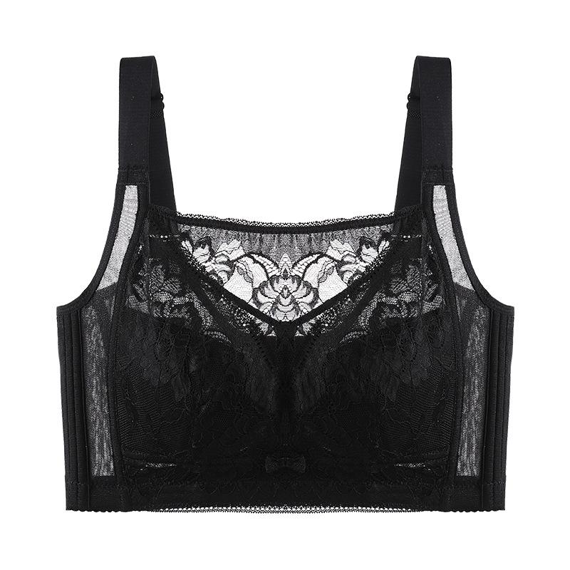 

Underwear Women s Summer Thin Collection Bra Side Breasts Anti Sagging Adjustable Push Up Bra 34/75B чорний