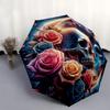 1pc Skull Surrounded by Roses Butterflies and Celestial Moons Automatic Opening and Closing Umbrella - Suitable for Various Occasions, Outdoor Activit