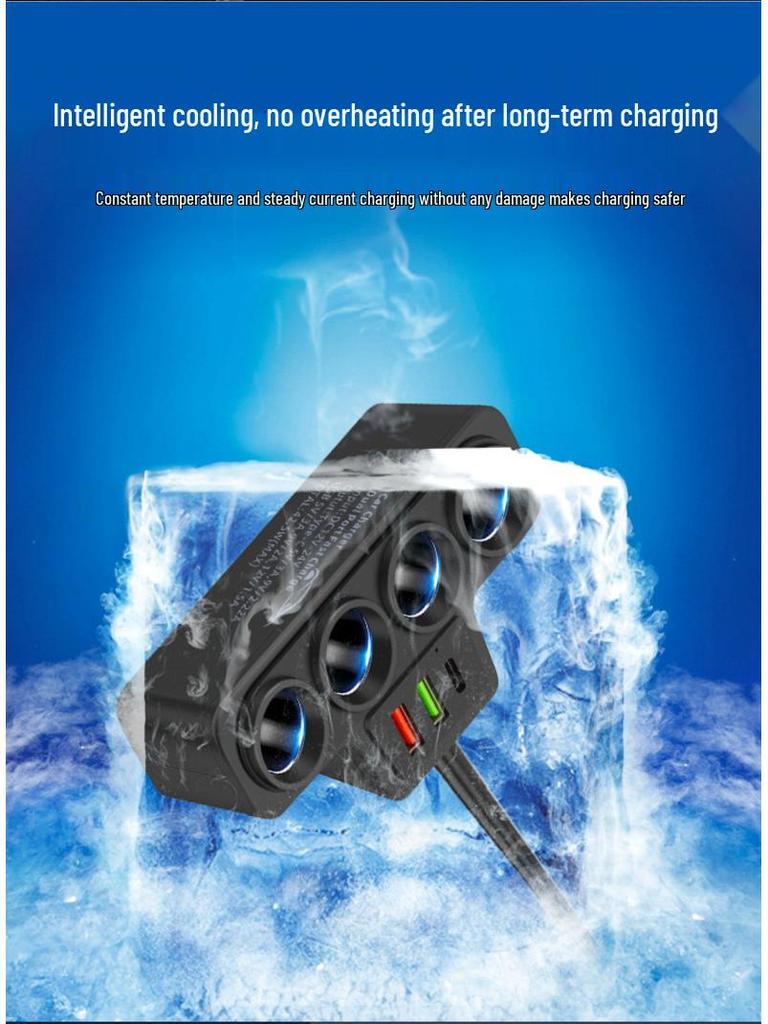 2025 Universal Car Charger: 4-Port Cigarette Lighter with QC3.0, USB, and PD Fast Charging for 12V/24V Vehicles