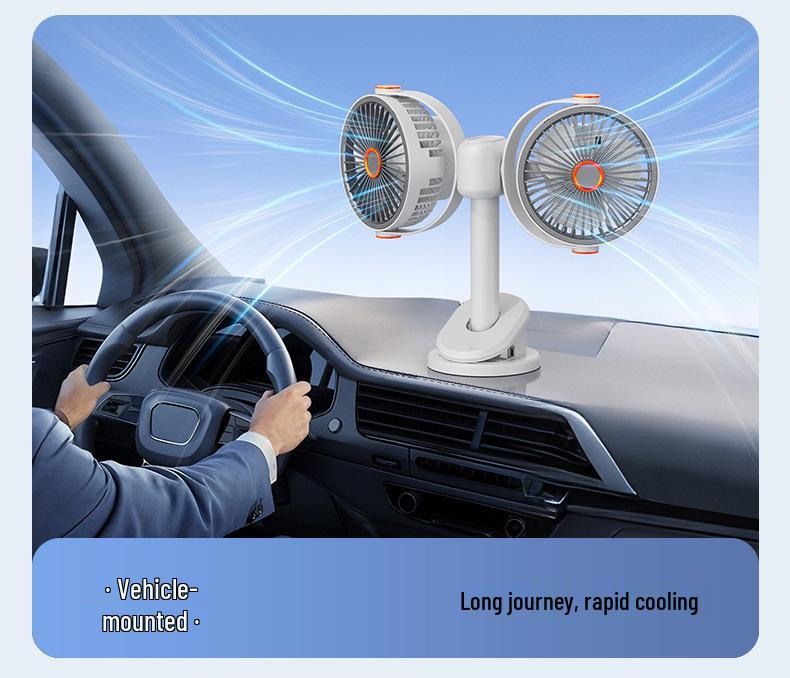 Dual-Headed Smart Clip & Wall-Mount Fan, Portable Low-Noise Circulation Desktop Fan for Home