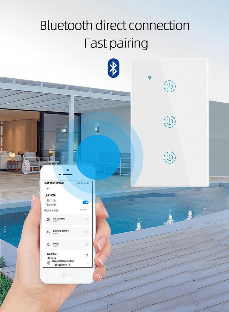 US/AU Graffiti Smart WiFi Touch Switch with Neutral Wire, Voice Control Via Alexa & Google