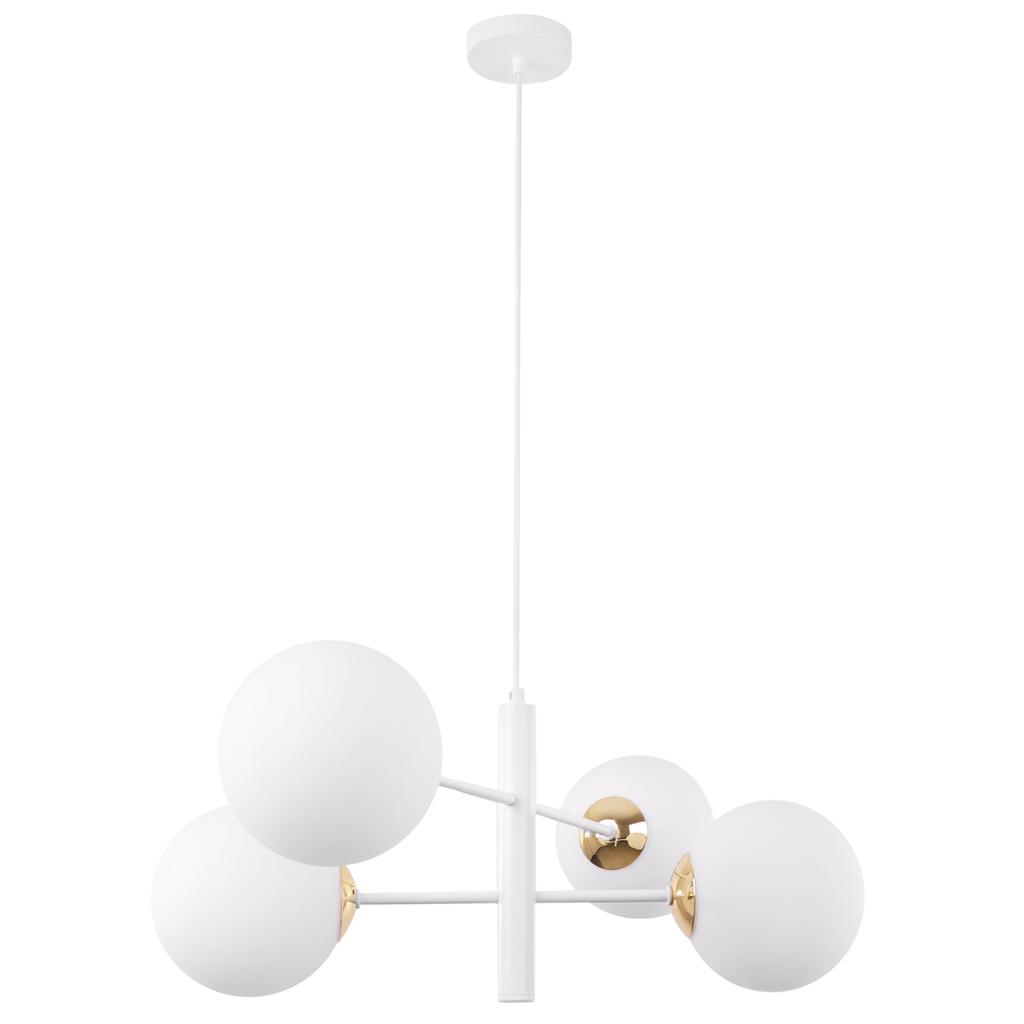 Vicenza Hanging Lamp White And Gold 4-Flat White Lampshade E14