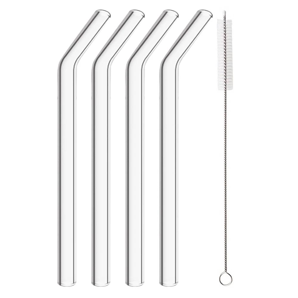 3/5/7Pcs 200*12mm Reusable Glass Straws Eco-friendly Drinking Straws for Smoothie Milkshakes Tea Juice Cocktail Straw with Brush