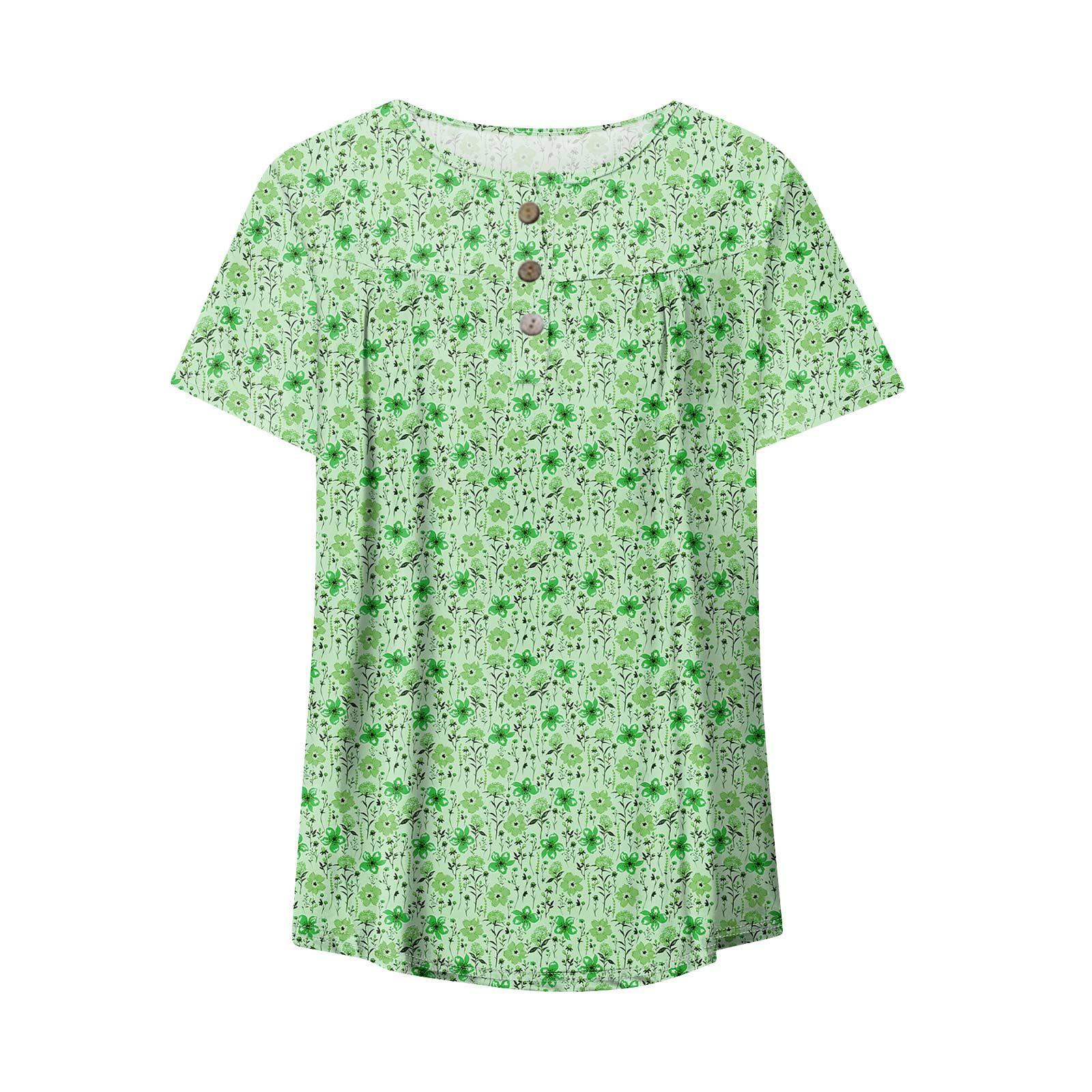 Женская модная повседневная футболка с v-образным вырезом и цветочным принтом — фото 6