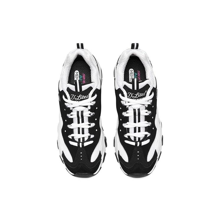 (WMNS) Skechers D'Lites low Dad Shoes GS Black/White/Grey Women's 12493-BKW