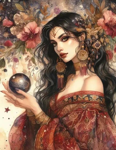 Gypsy Woman Full Square Round Diamond Embroidery Fantasy Peacock Goddess Diamond Painting Cross Stitch Mosaic Wall Decor