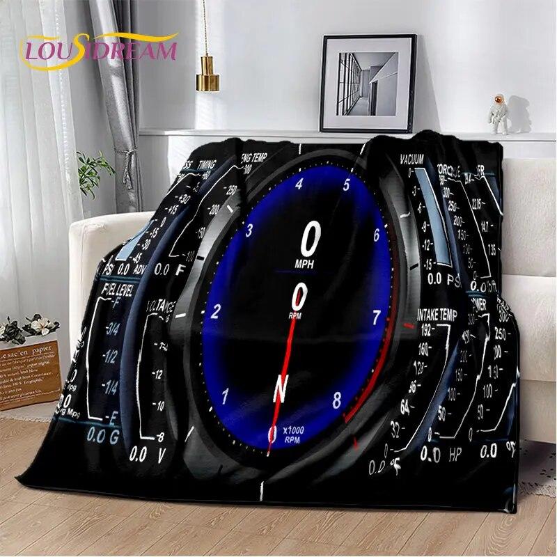 3D-Rennwagen-Armaturenbrett, weiche Plüsch-Steppdecke, Flanelldecke, Überwurfdecke für Wohnzimmer, Schlafzimmer, Bett, Sofa, Picknick-Abdeckung