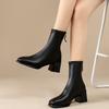 High-quality Square-toe Platform Short Boots For Ladies, 2026  Fashion Trend Wide Heel, Back Zipper, Large Size Women's Boots