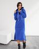 ISSA PLUS Blue Fleece Dress with Hood
