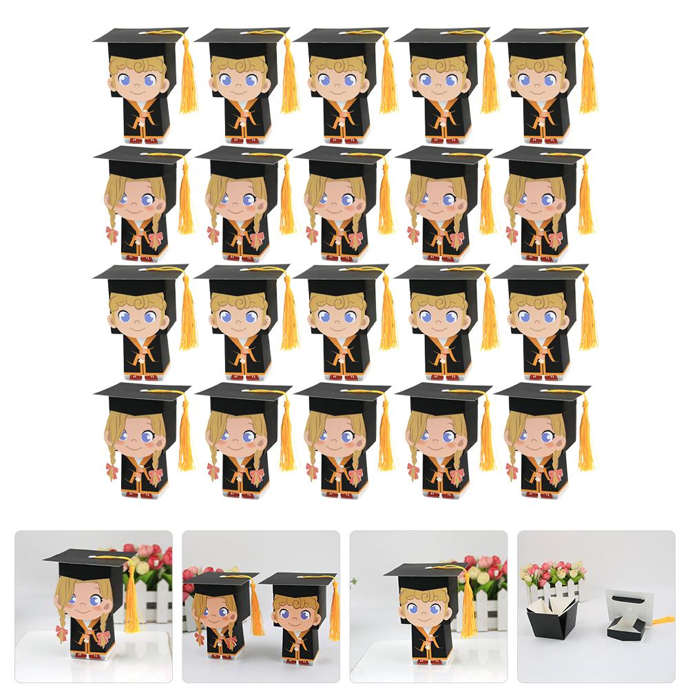 20 Pcs Graduation Candy Box Party Favor Containers Boxes Paper Case for Banquet Cases Small Gift Cap Candies