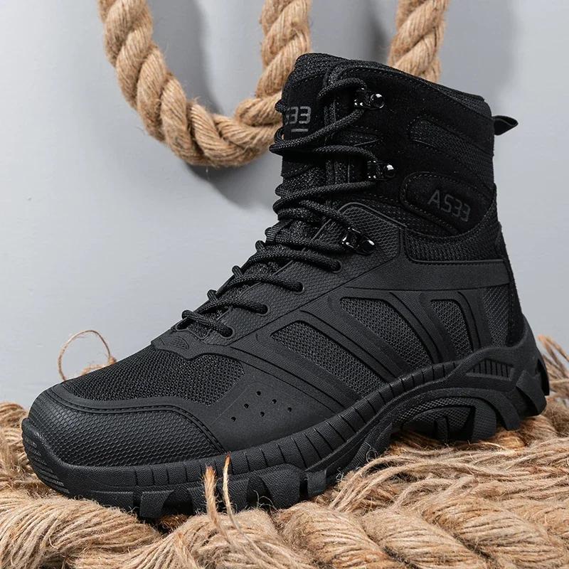 Men Tactical Boots Lace Up Desert Military Work Ankle Hiking Shoe Climbing Shoe Army Boot Unisex Size Plus Male Brand Waterproof