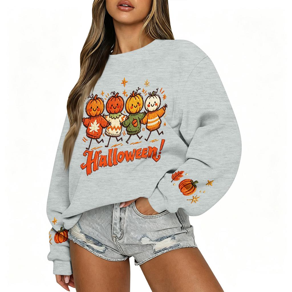Women's Casual Long Sleeve Top with Christmas Print Round Neck for Holiday Party Wear