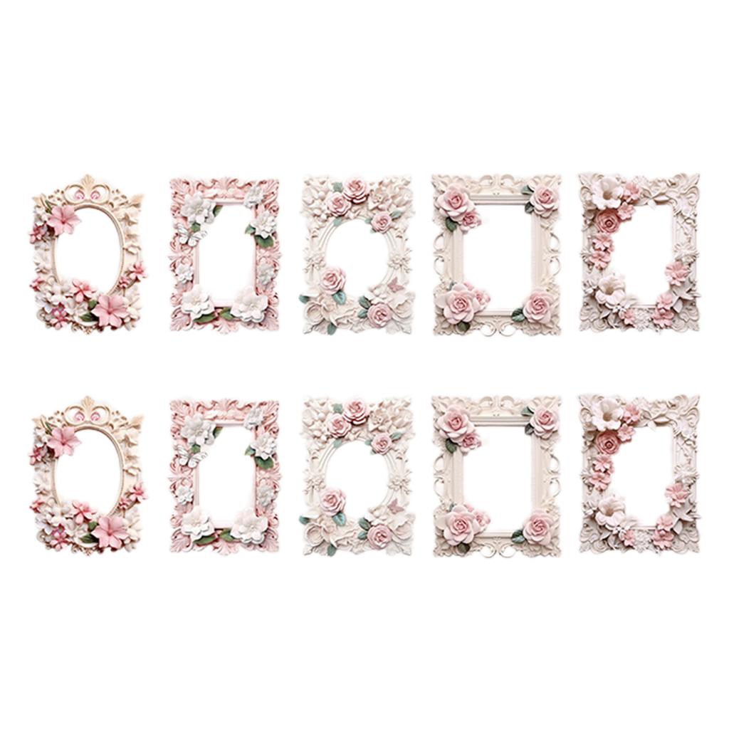10Sheets Vintage Flower Embossed Collage Paper Vintage Frame Cutout Border for Craft Journal Decoration Valentine Card