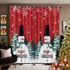 Christmas Snowman Print Red Curtains Multiple Sizes Living Room Insulation Decoration Easy Install Curtain Light Blocking For Polyester Machine