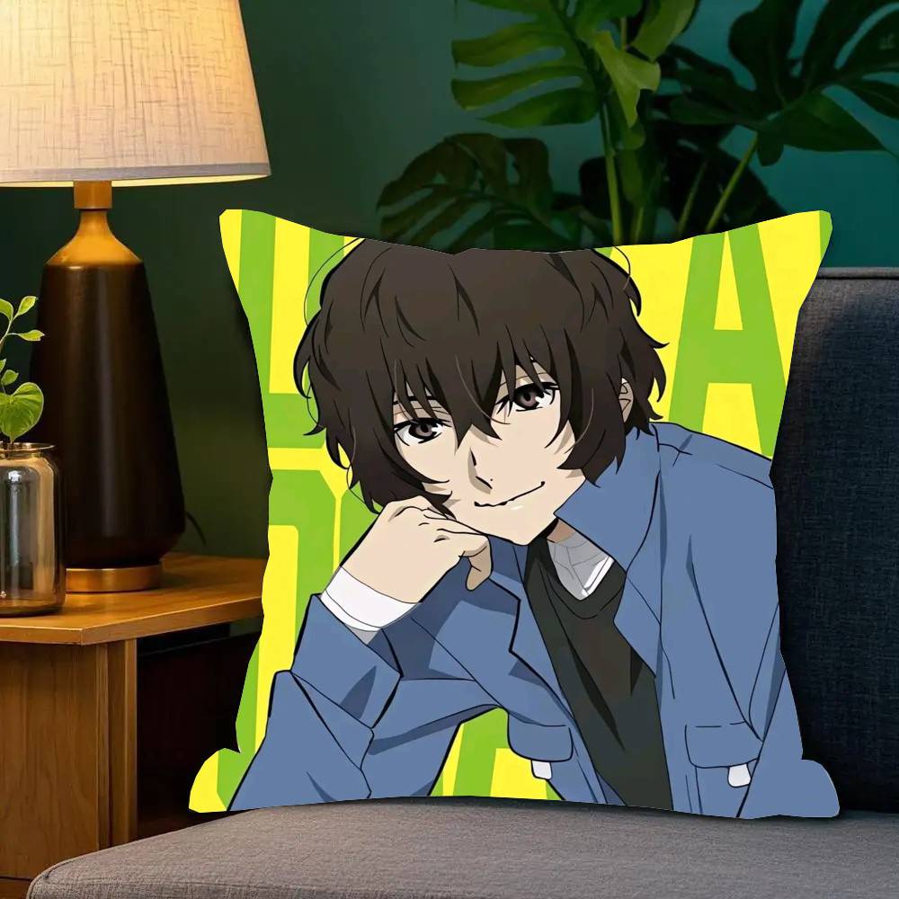 B-Bungo Stray Dogs Anime Pillow Case Fashion Square Pillowcase Bedroom Sofa Room Ins Decoration Leisure