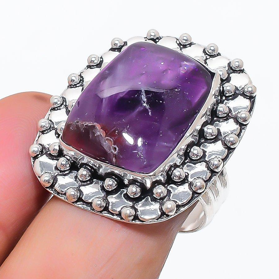 Sage Amethyst Gemstone 925 Sterling Silver Jewelry Ring Size 9