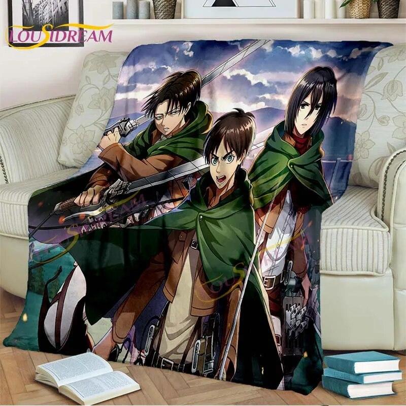Classic Anime Blanket Attack On Titan Blanket Eren Jaeger Blanket for Bedroom Sofa Livingroom Cartoon Blanket Children's Blanket