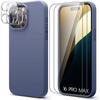 Protective Case - Booling - Iphone 16 Pro Max - Midnight Blue Silicone - Non-slip - 2 Tempered Glasses