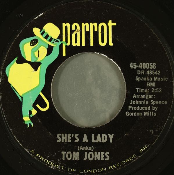 

7inch Record TOM JONES - She s A Lady / My Way 4540058 Parrot 1971 US Soul/Funk Used