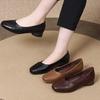 Soft Leather Shallow Mouth Single Shoes Women's Autumn Simple New Soft Sole Thick Heel Retro Comfortable Casual Shoes