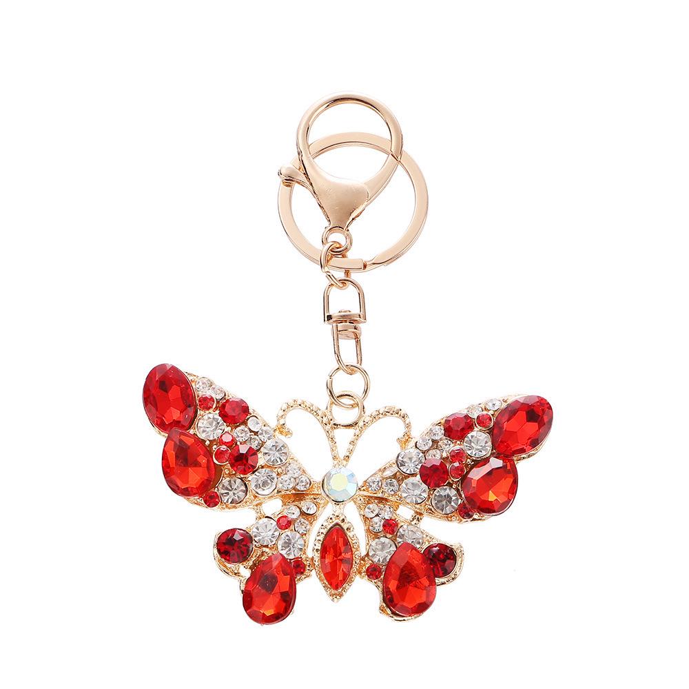 European & American Creative Rhinestone Butterfly Keychain: Unique Metal Moth Insect Charm for Backpack