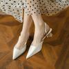 2025 Women's Mid Heel Sandals Pointed Women's Stiletto High Heels Bareback Casual Slippers Wedding Bride Sandalias Mujer