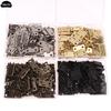 50 Stück/Box Scharniere + 200 Schrauben Eisen Gold Silber Schwarz Bronze 4 Löcher Langlebige Möbelbeschläge Mini Scharnier Dekor