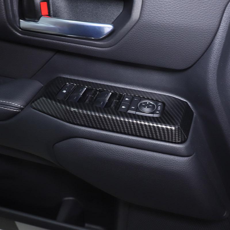 For Toyota Land Cruiser Prado 2024 ABS Carbon Fiber Car Glass Lift Button Decorative Frame Car Interior Accessories
