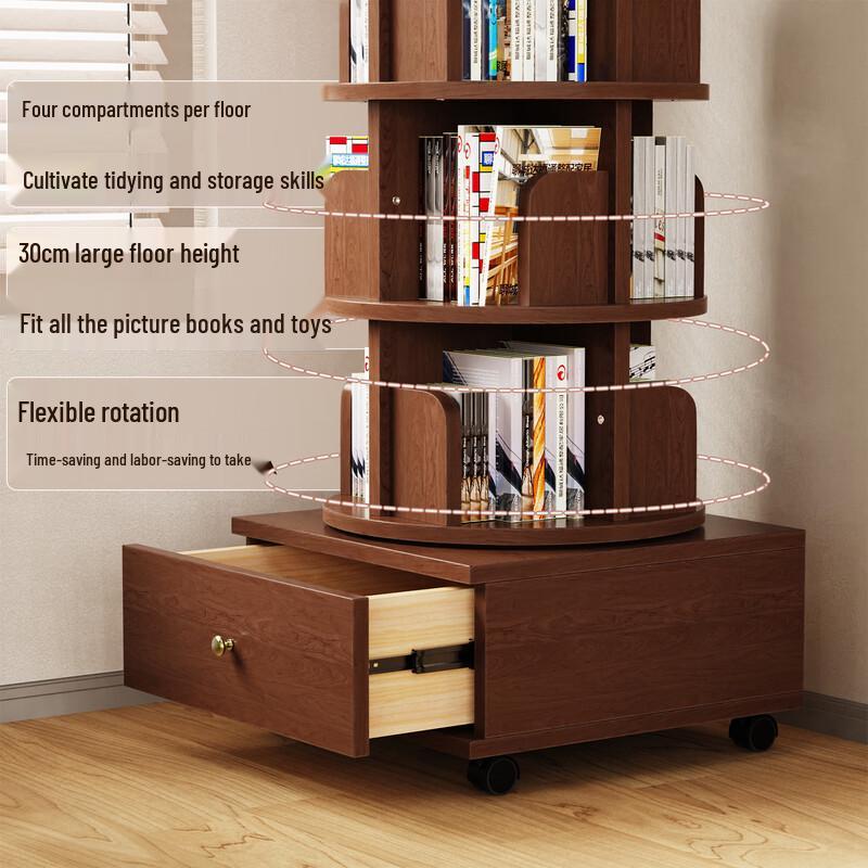 Solid Wood Rotating Bookshelf