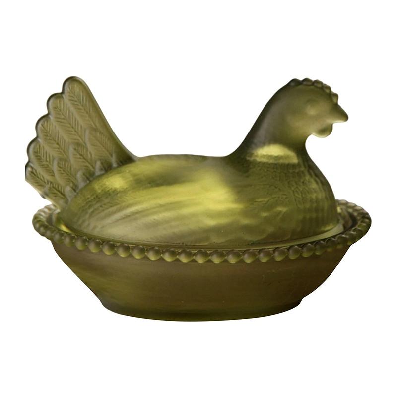 Henne im Nest Glasschale, Kristallgläser Bonboniere mit Deckel Hühnerförmige Hühner Obstschale Dessert Snacks Teller Retro Schale Glas