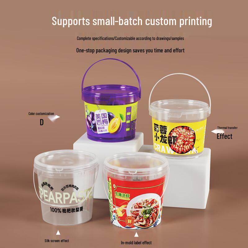 Disposable 1L Square Clear Plastic Takeout Buckets