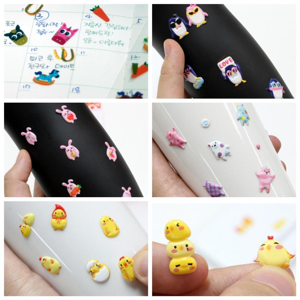 Petit Fancy Sevimli Hayvan Çıkartmaları (Her Biri 10 Adet) - 27 Seçenek (Üç Boyutlu/Kore/Dekorasyon/Kendin Yap Scrapbooking)