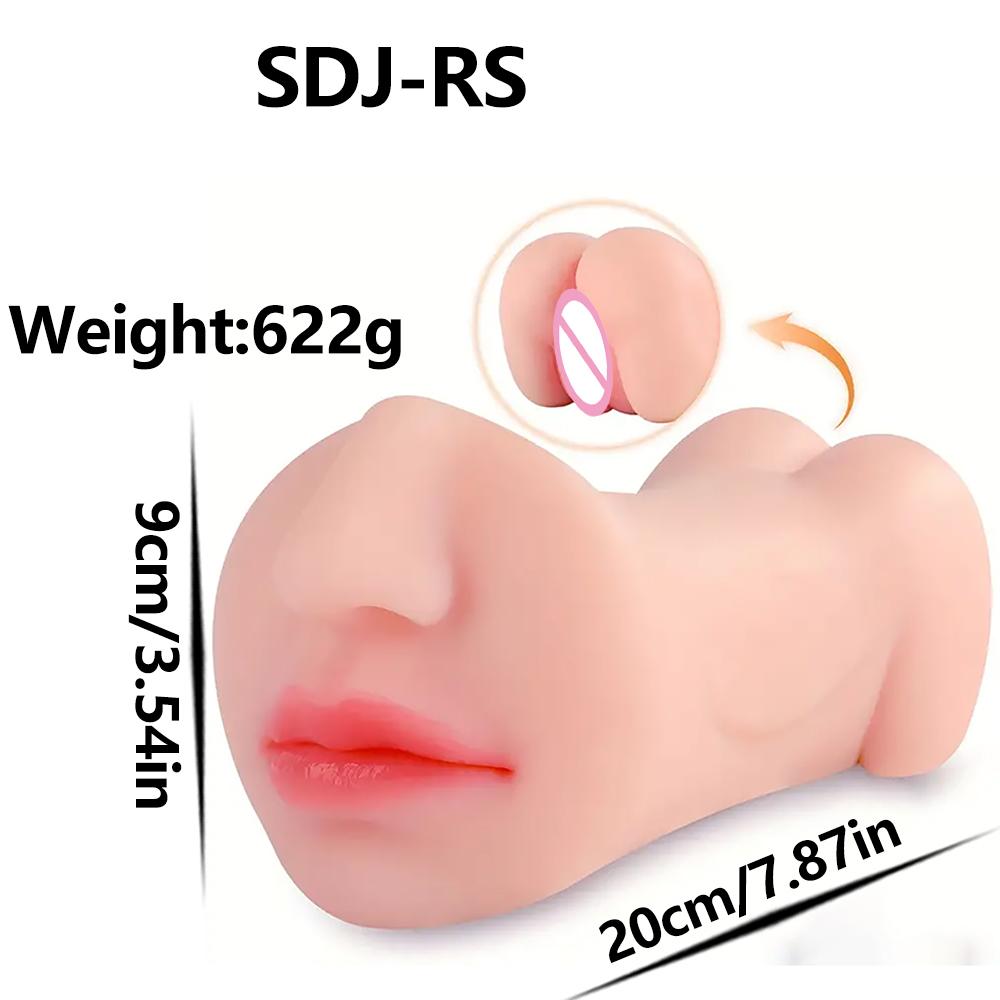 3in1 Realistic Mouth Vagina Anal Plug Male Masturbator Cup Deep Throat Silicone Dildo Moves Masturbation Pleasure Toys for Men